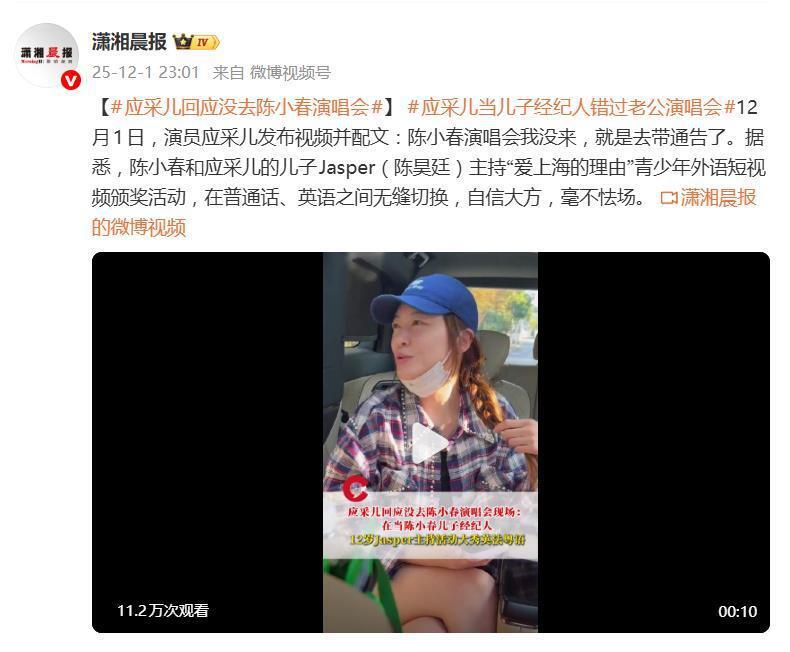 应采儿回应没去陈小春演唱会 