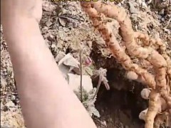 男子山上挖野菜挖到超大地黄 一锄头下去，挖出了童年的味道！！（图）